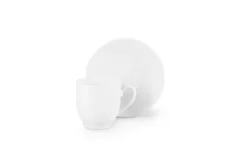 Set 6 tazzine con piattino, bianco, porcellana, 100 ml