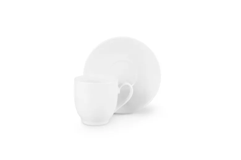 Set 6 tazzine con piattino, bianco, porcellana, 100 ml