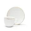 Set 6 tazzine con piattino, bianco, porcellana, bordo oro