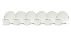 Set 6 tazzine con piattino, bianco, porcellana, bordo oro