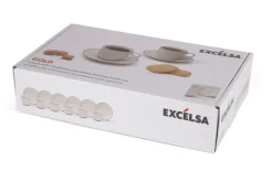 Set 6 tazzine con piattino, bianco, porcellana, bordo oro