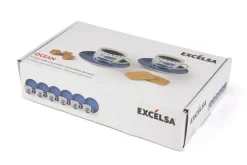 Set 6 tazzine con piattino, con pesci, porcellana, 90 ml