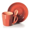 Set 6 tazzine con piattino e cucchiaino, stoneware, 90 ml
