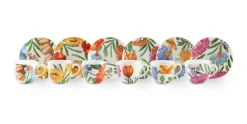 Set 6 tazzine con piattino, fiori, porcellana, 90 ml