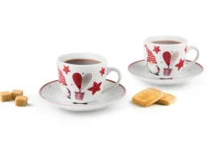 Set 6 tazzine con piattino, gnomi, porcellana, 90 ml