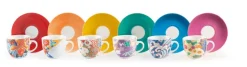 Set 6 tazzine con piattino, kimono, porcellana, 90 ml