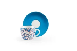 Set 6 tazzine con piattino, kimono, porcellana, 90 ml