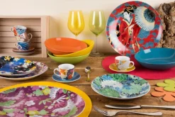 Set 6 tazzine con piattino, kimono, porcellana, 90 ml
