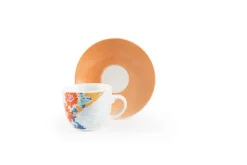 Set 6 tazzine con piattino, kimono, porcellana, 90 ml