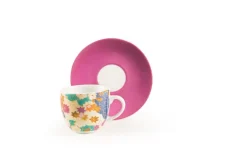 Set 6 tazzine con piattino, kimono, porcellana, 90 ml