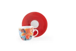 Set 6 tazzine con piattino, kimono, porcellana, 90 ml