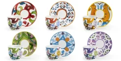 Set 6 tazzine con piattino, lisbona, porcellana, 90 ml
