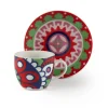 Set 6 tazzine con piattino, mandala, porcellana, 90 ml