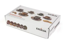 Set 6 tazzine con piattino, mandala, porcellana, 90 ml