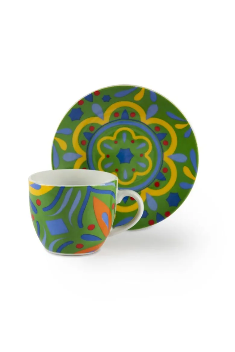 Set 6 tazzine con piattino, messico, porcellana, 90 ml