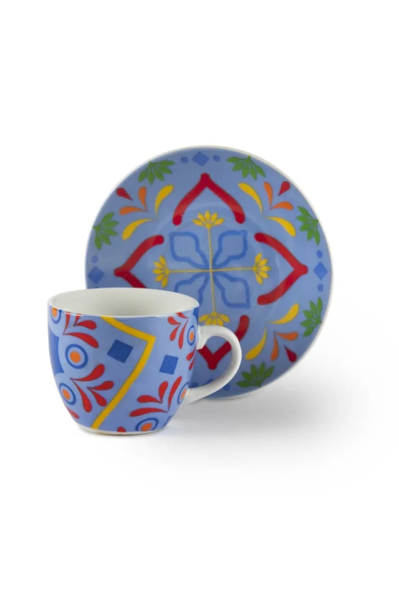Set 6 tazzine con piattino, messico, porcellana, 90 ml