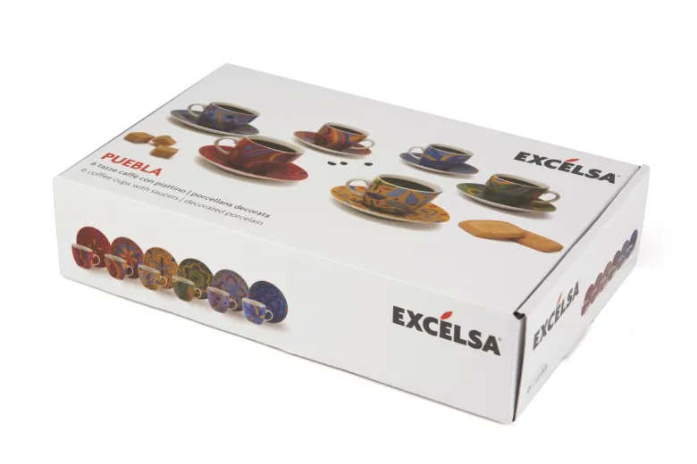 Set 6 tazzine con piattino, messico, porcellana, 90 ml