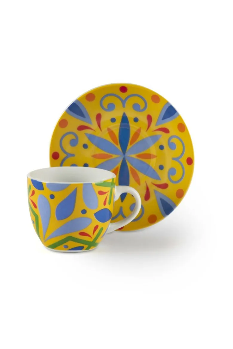 Set 6 tazzine con piattino, messico, porcellana, 90 ml