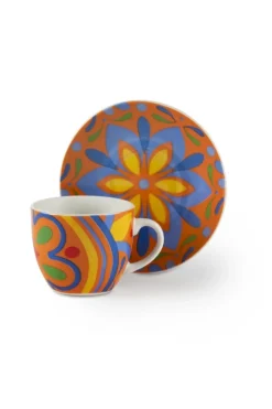 Set 6 tazzine con piattino, messico, porcellana, 90 ml