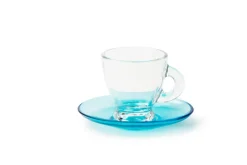 Set 6 tazzine con piattino, multicolore, vetro, 90 ml