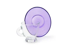 Set 6 tazzine con piattino, multicolore, vetro, 90 ml