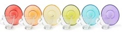 Set 6 tazzine con piattino, multicolore, vetro, 90 ml