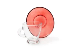 Set 6 tazzine con piattino, multicolore, vetro, 90 ml