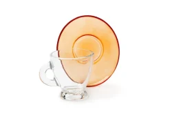 Set 6 tazzine con piattino, multicolore, vetro, 90 ml