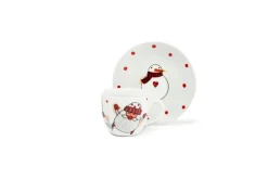 Set 6 tazzine con piattino, natalizie, porcellana, 90 ml