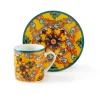 Set 6 tazzine con piattino, stile siciliano, porcellana