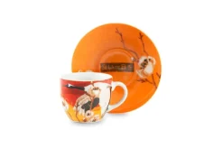 Set 6 tazzine con piattino, stile giapponese, porcellana
