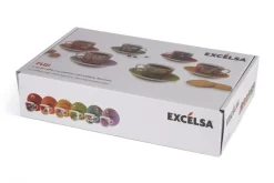 Set 6 tazzine con piattino, stile giapponese, porcellana