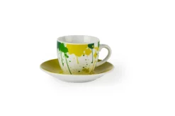 Set 6 tazzine con piattino, vernice, porcellana, 90 ml