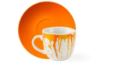 Set 6 tazzine con piattino, vernice, porcellana, 90 ml