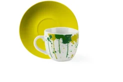 Set 6 tazzine con piattino, vernice, porcellana, 90 ml