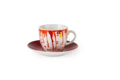 Set 6 tazzine con piattino, vernice, porcellana, 90 ml