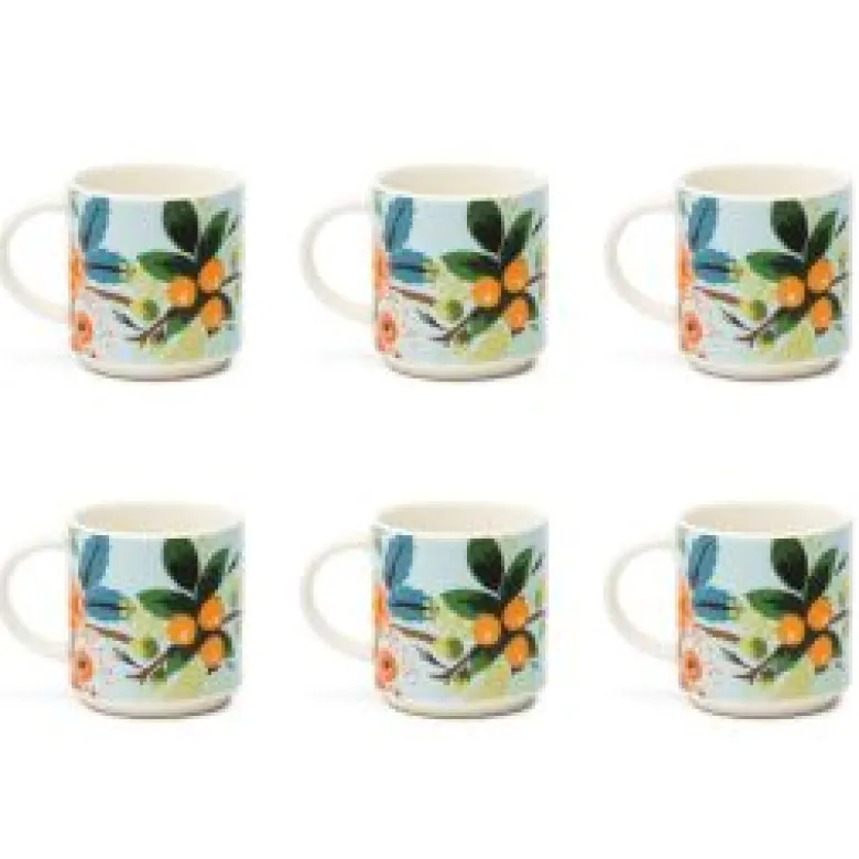 Set 6 tazzine, multicolore, porcellana, 100 ml