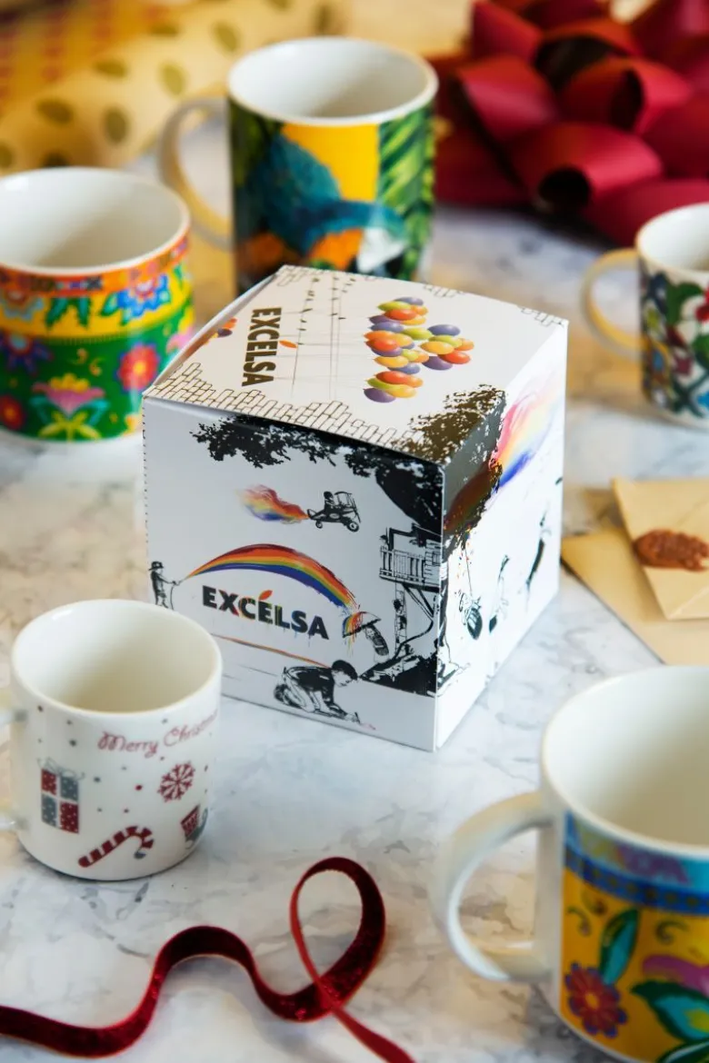 Set 4 tazzine, natalizie, porcellana, 90 ml