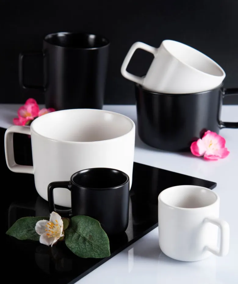 Set 6 tazzine, nero, stoneware, 80 ml