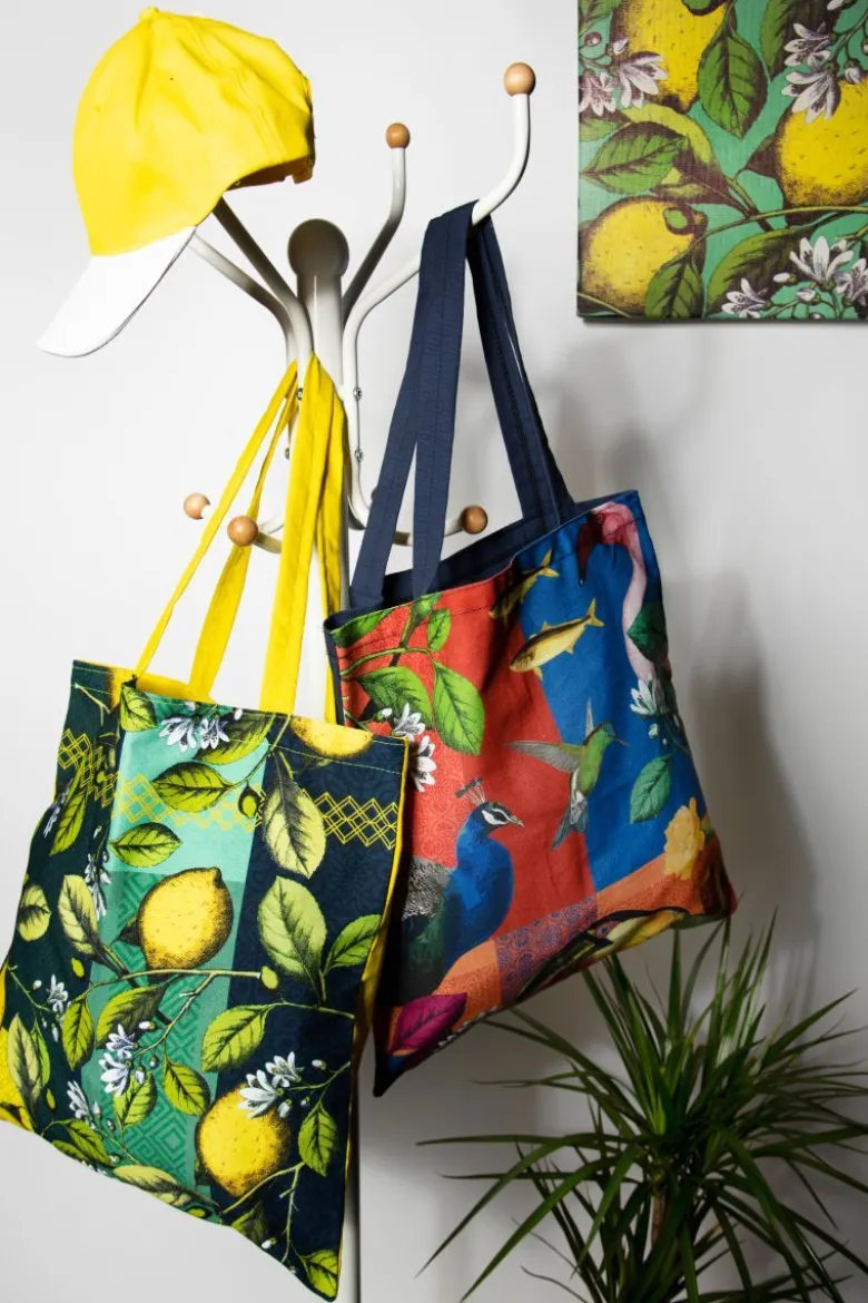 Shopper, limoni, in cotone e poliestere