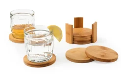 Sottobicchieri con contenitore, 6 pezzi, bambù