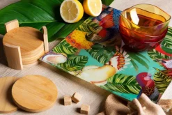 Sottobicchieri con contenitore, 6 pezzi, bambù