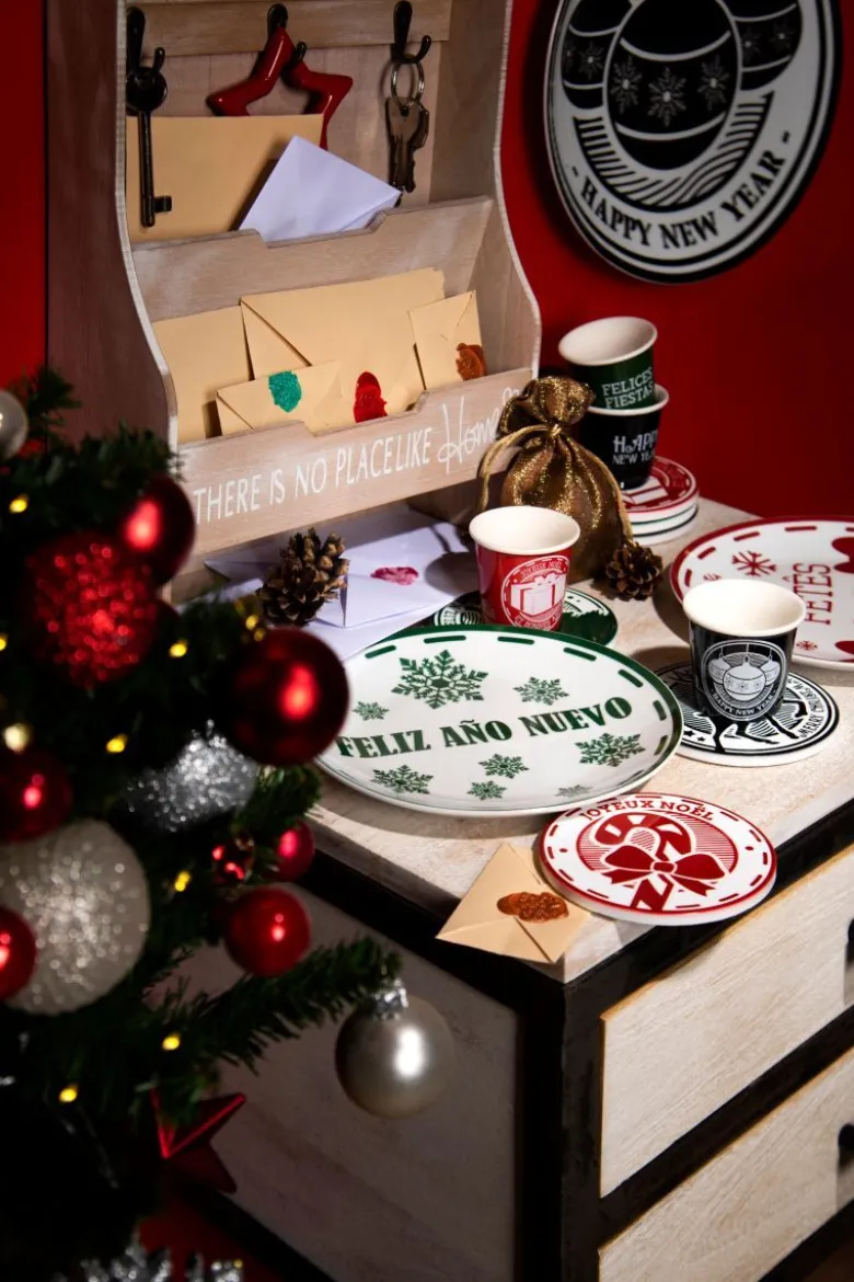 Sottobicchieri natalizi, 6 pezzi, ceramica decorata