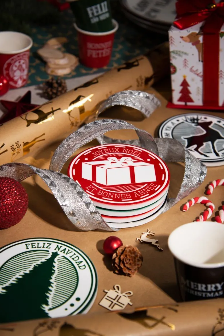Sottobicchieri natalizi, 6 pezzi, ceramica decorata