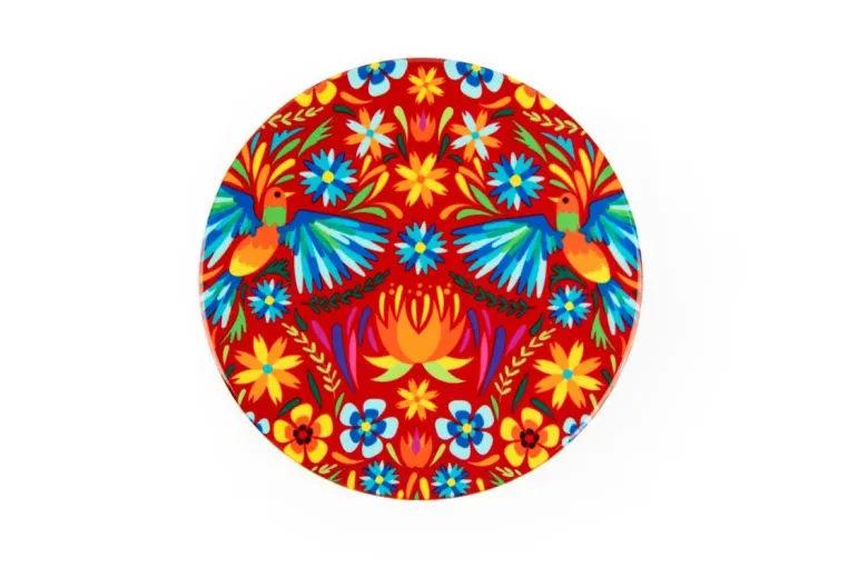 Sottobicchieri, 6 pezzi, ceramica, stile fiori messicani