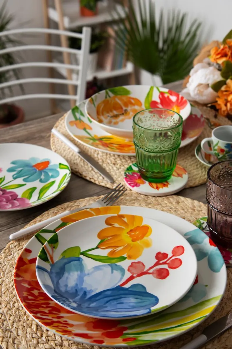 Sottobicchieri, 6 pezzi, ceramica, fiori