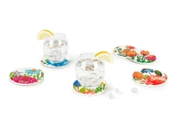 Sottobicchieri, 6 pezzi, ceramica, fiori
