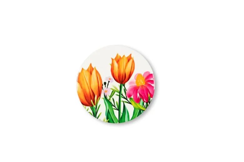 Sottobicchieri, 6 pezzi, ceramica, fiori