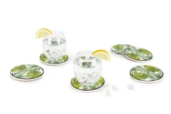 Sottobicchieri, 6 pezzi, ceramica, foglie e felci