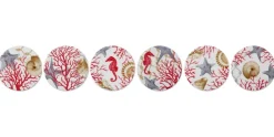 Sottobicchieri, 6 pezzi, ceramica, conchiglie e coralli